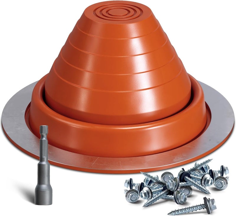 VIVIDA #3 Silicone Metal Roof Pipe Flashing Boot, High Temp Flexible Roof Jack Vent Boot for Pipe OD 1/4" to 5", Screws & Hex Socket Included, 1 Pack - Image 1